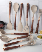 Set d'ustensiles de cuisine - Cuivra - Outils de cuisine antiadhésifs - Poignée en bois
