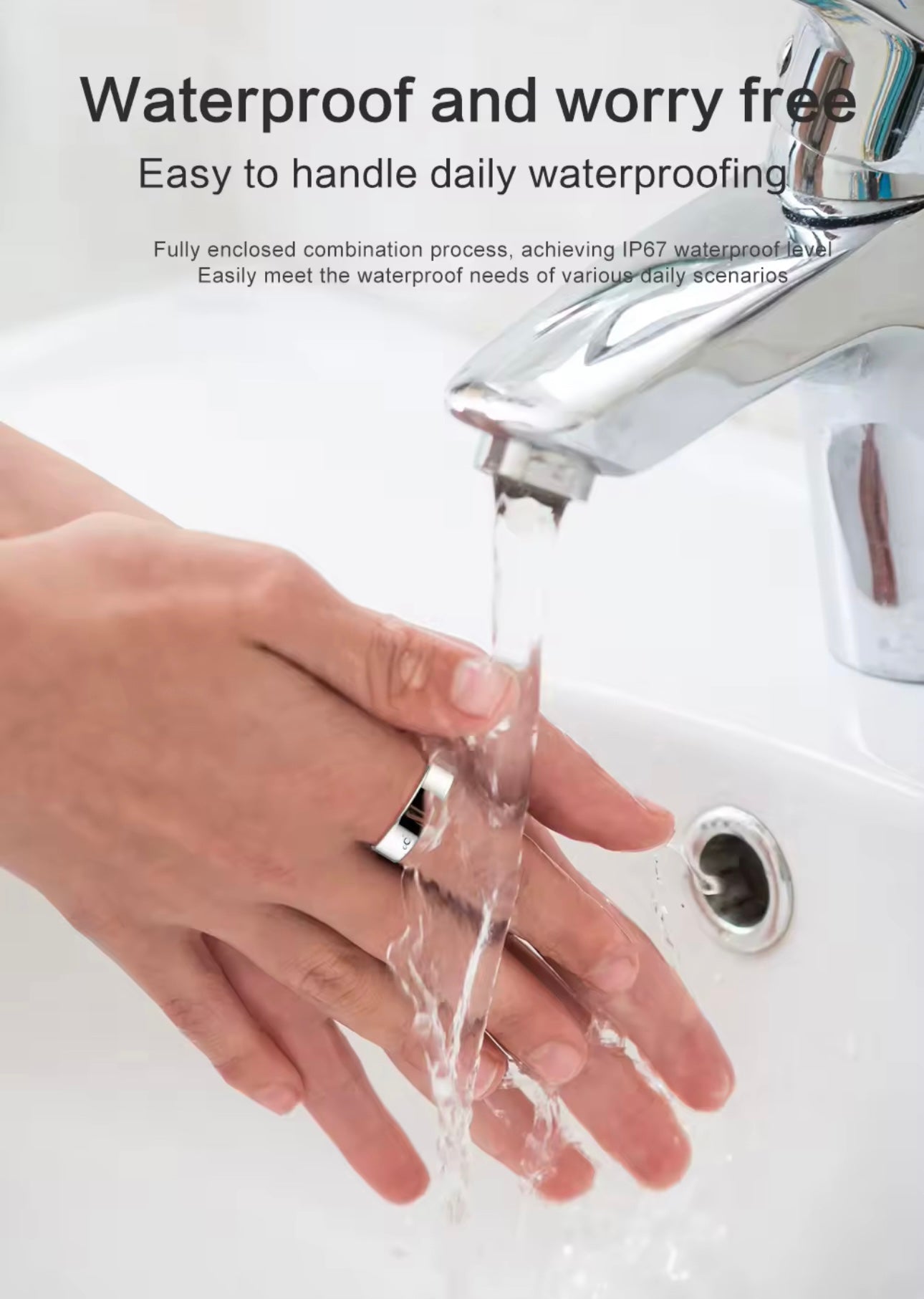 Silver Connected Ring Health and Activity Tracking