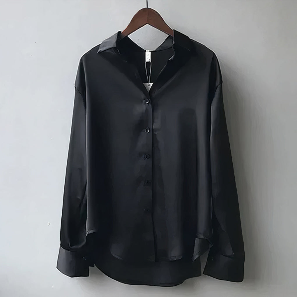 Chemisier en satin | Chemisier élégant pour femme, coupe droite et brillance subtile