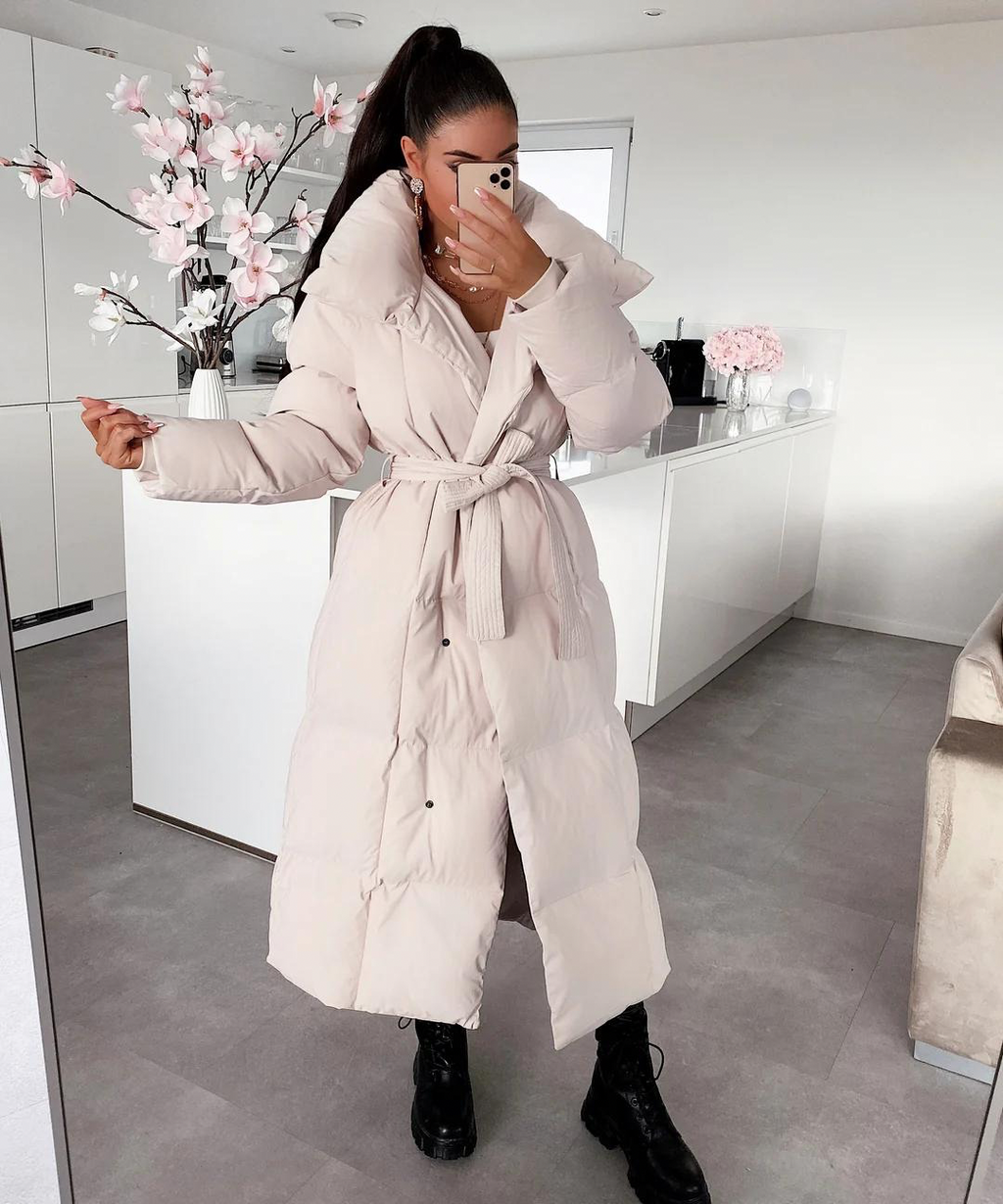 Manteau long élégant ceinturé pour femme Mellody – Mélange de laine de qualité supérieure