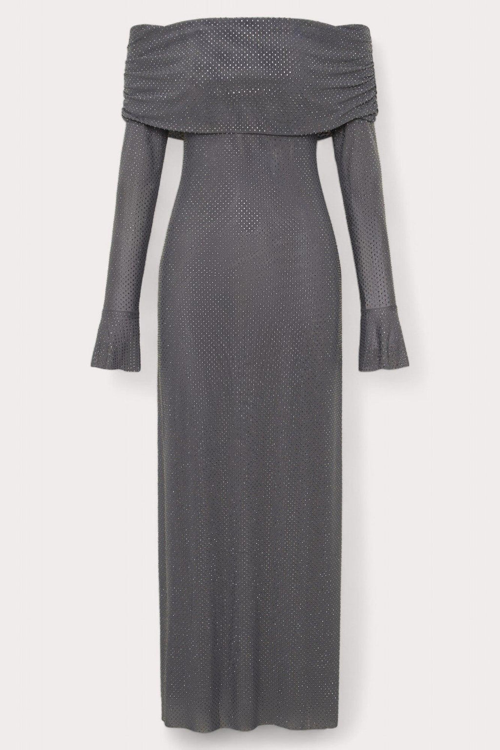 Robe longue de femme à épaules larges en polyester, idéale pour l'automne et festive pour le mariage