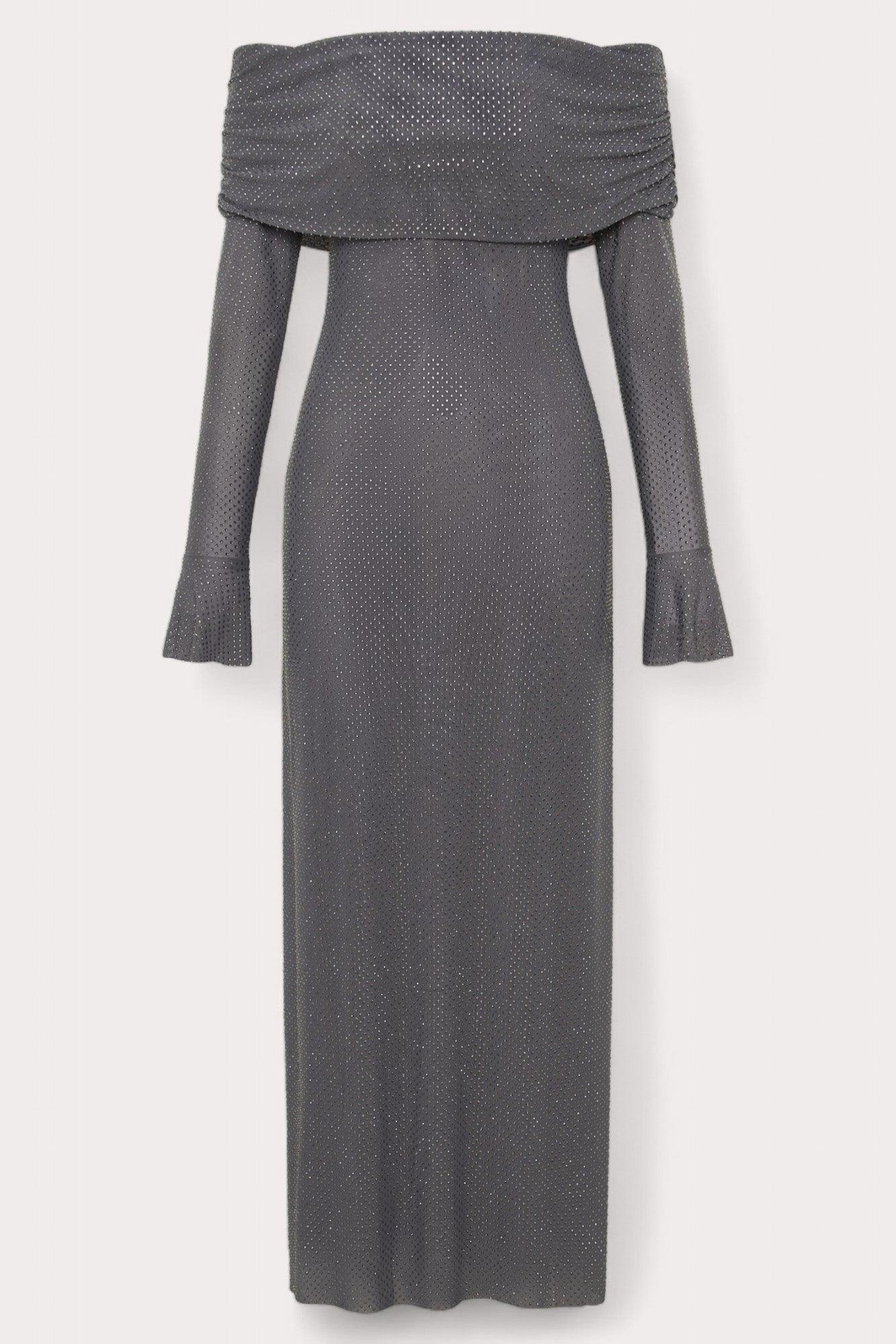 Robe longue de femme à épaules larges en polyester, idéale pour l'automne et festive pour le mariage