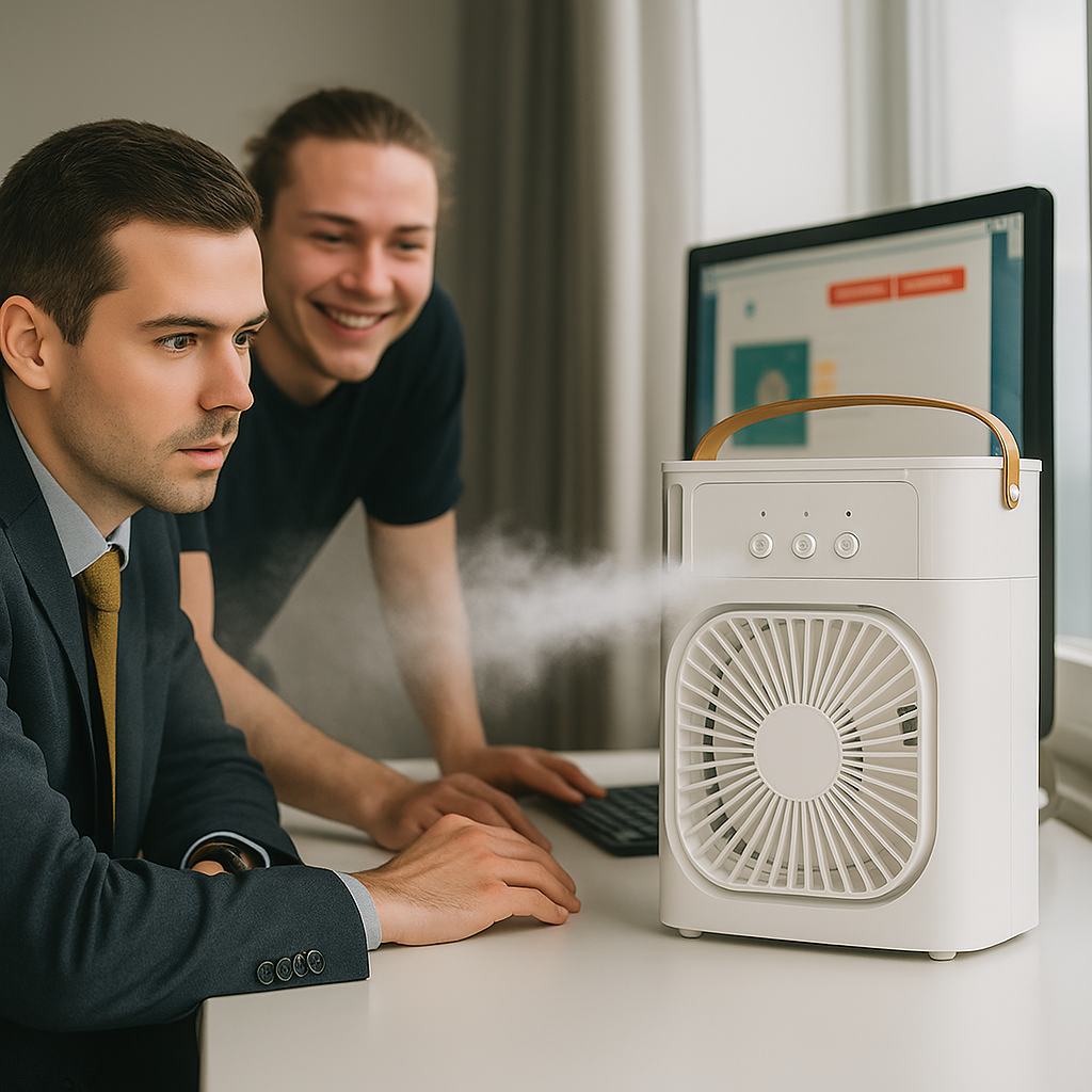 BREEZEFLOW | Rafraîchisseur d'air et humidificateur portable 3-en-1