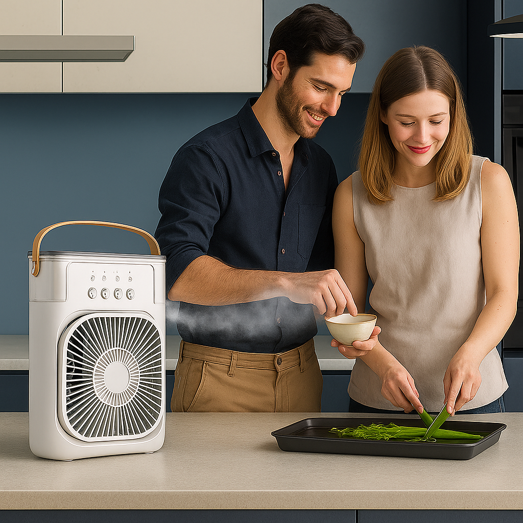 BREEZEFLOW | Rafraîchisseur d'air et humidificateur portable 3-en-1