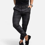Pantalon à carreaux slim pour homme, longueur cheville