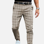 Pantalon à carreaux slim pour homme, longueur cheville