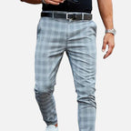 Pantalon à carreaux slim pour homme, longueur cheville