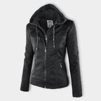 Veste en cuir à capuche pour femmes - Édition Automne