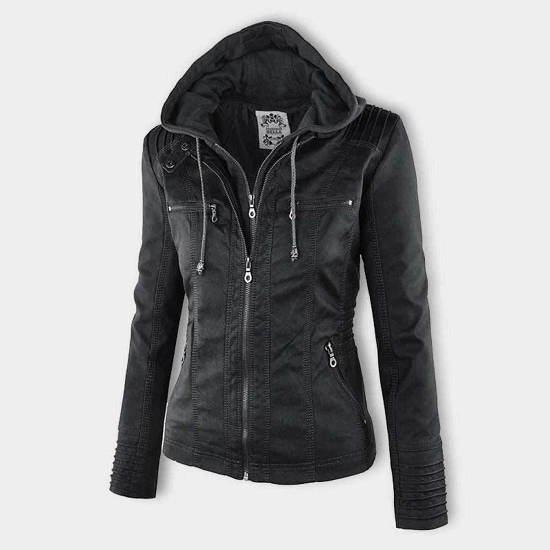 Veste en cuir à capuche pour femmes - Édition Automne