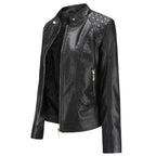 Women's Stand-Up Collar Leather Jacket - Autumn Edition