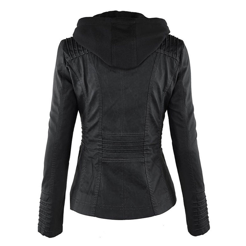 Veste en cuir à capuche pour femmes - Édition Automne