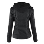 Veste en cuir à capuche pour femmes - Édition Automne