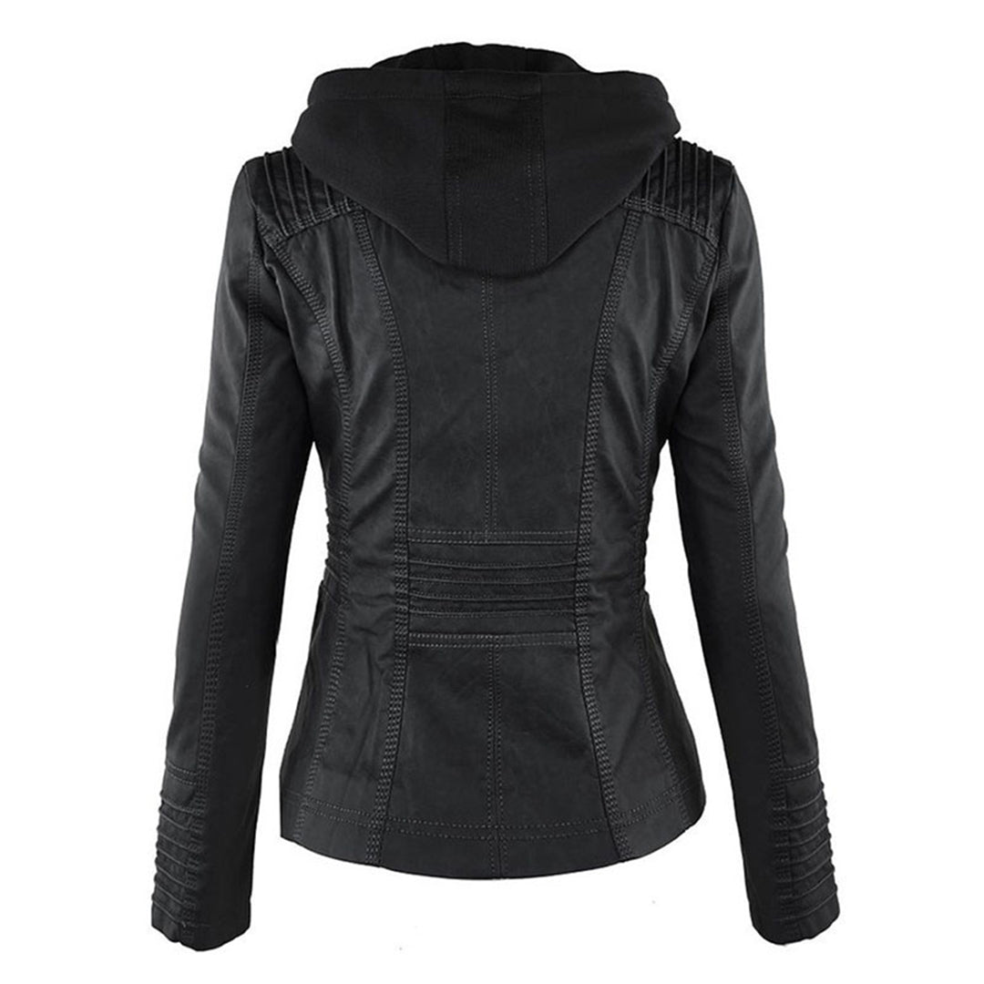 Veste en cuir à capuche pour femmes - Édition Automne