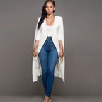 Plain long blazer with cape sleeves