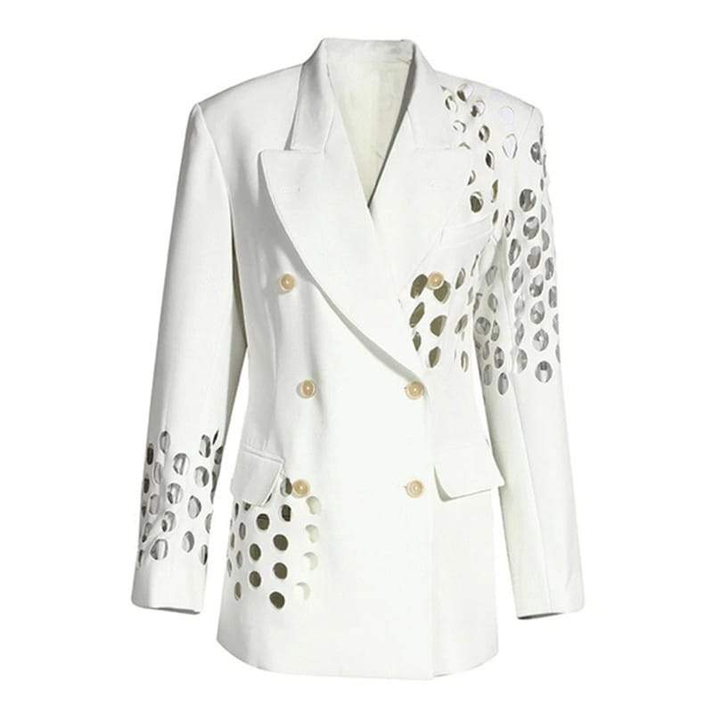 Cherry ripped shoulder and long sleeve blazer