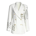 Cherry ripped shoulder and long sleeve blazer
