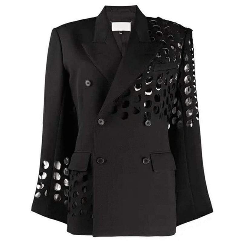 Cherry ripped shoulder and long sleeve blazer
