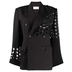Cherry ripped shoulder and long sleeve blazer