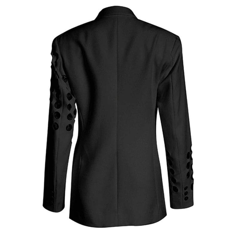 Cherry ripped shoulder and long sleeve blazer