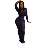 Robe de plage longue moulante manches longues transparente