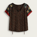 Black red Boho Blouse
