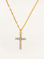 Collier croix en zirconium de Noé or