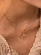 Collier croix en zirconium de Noé or