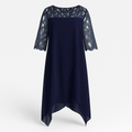 Navy Blue Flowing and Light Midi Dress