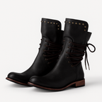 Bottes confortables en cuir vegan avec lacets pour l'automne