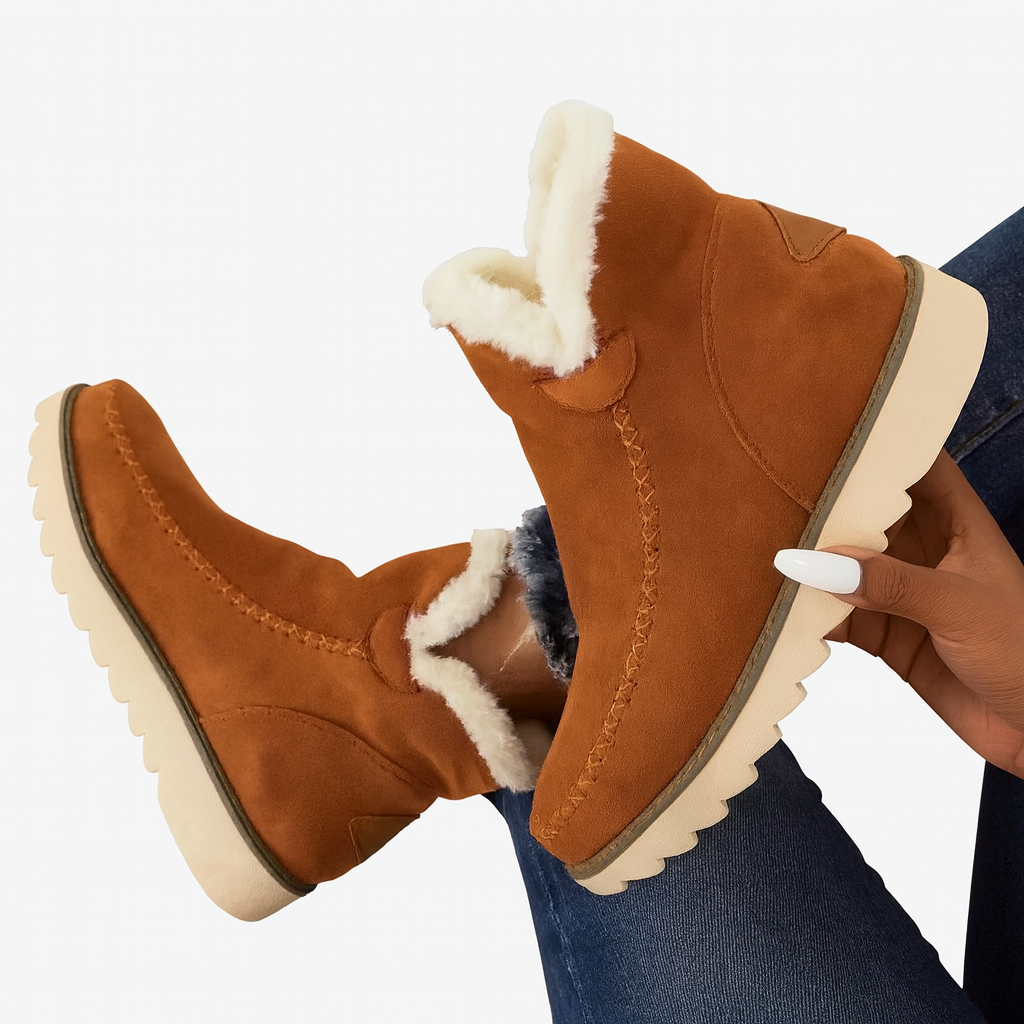 Bottes d'hiver pour femmes à semelle épaisse, confortables et chaudes