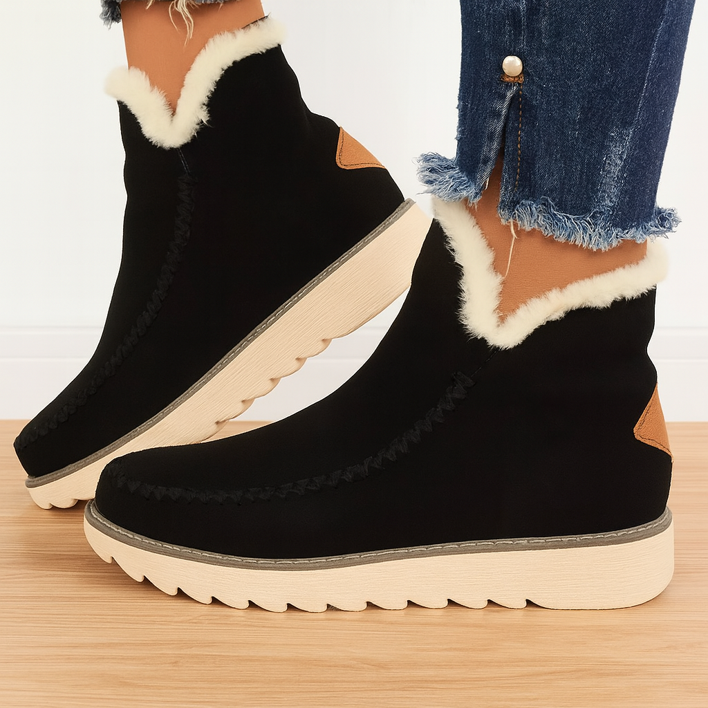 Bottes d'hiver pour femmes à semelle épaisse, confortables et chaudes