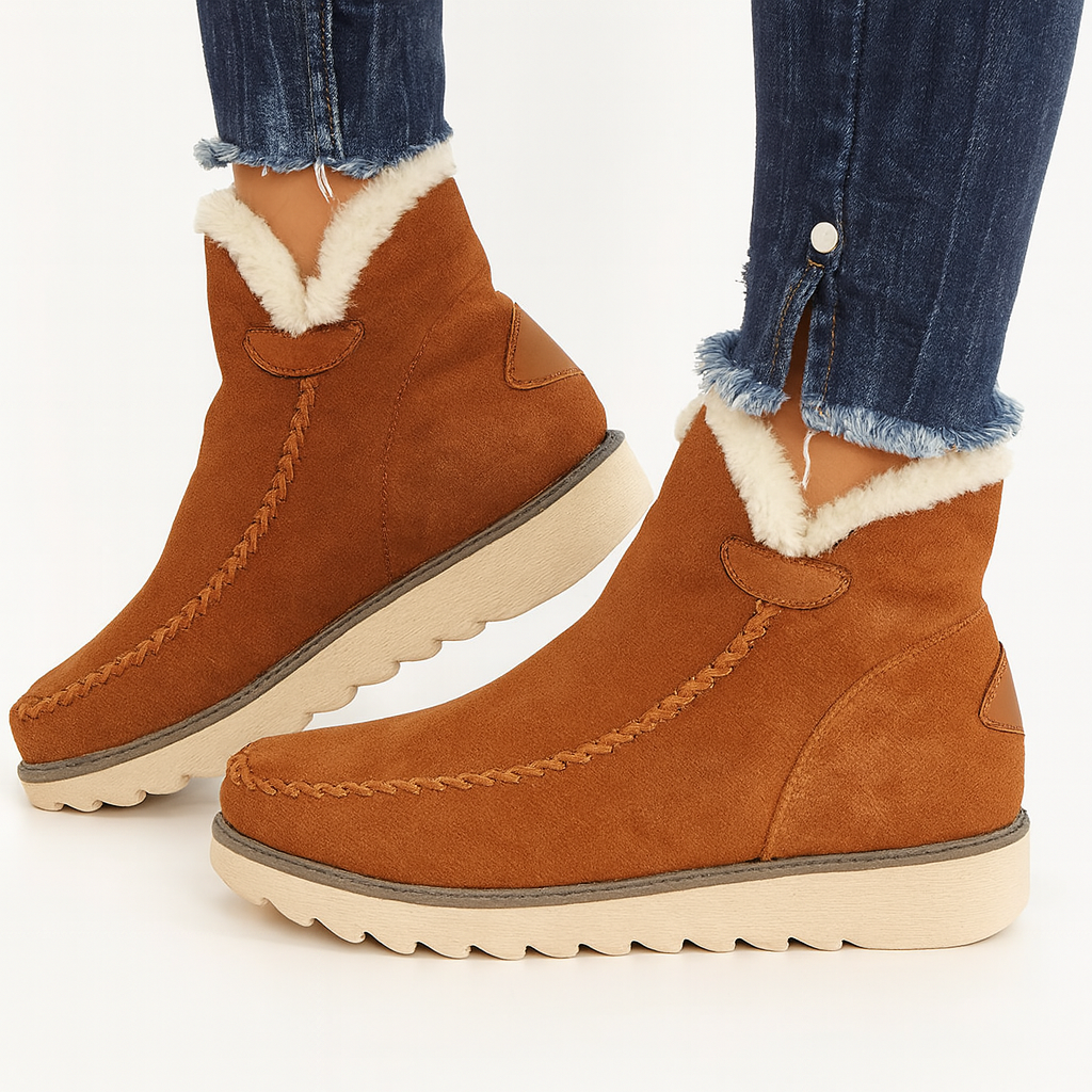 Bottes d'hiver pour femmes à semelle épaisse, confortables et chaudes