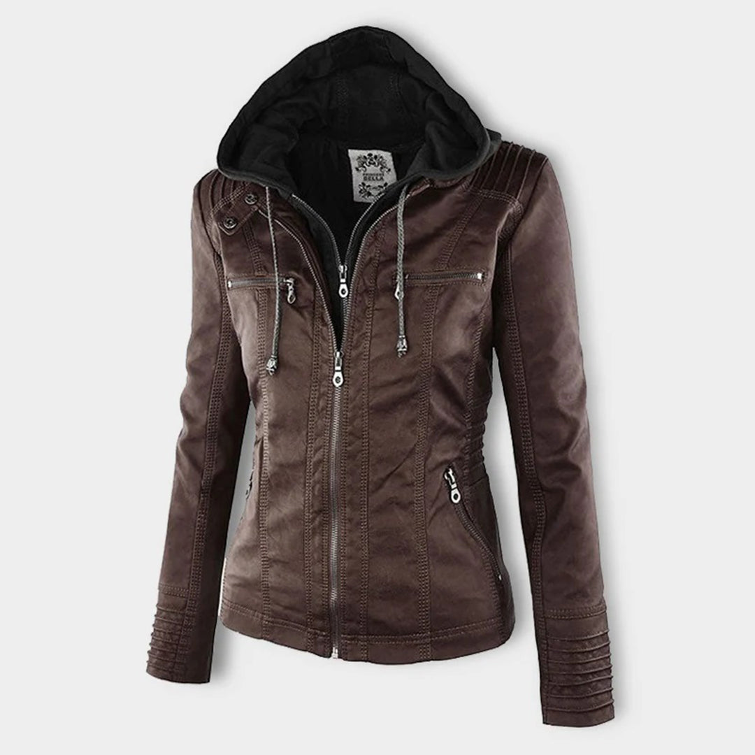 Veste en cuir à capuche pour femmes - Édition Automne