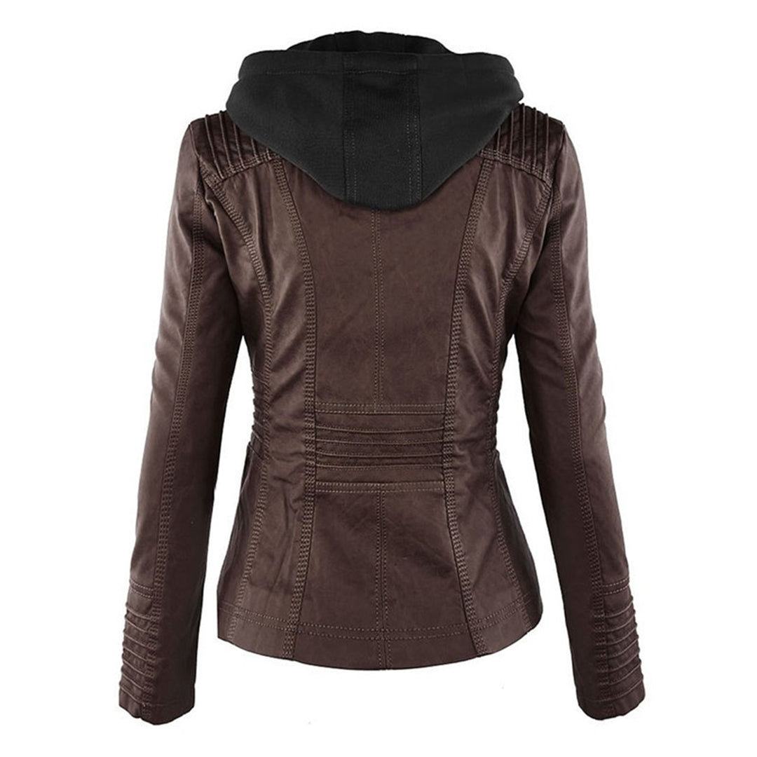 Veste en cuir à capuche pour femmes - Édition Automne