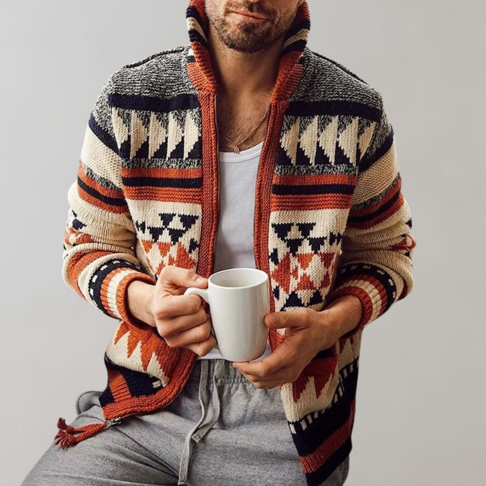 Men's Classic Knitted Zip-Up Cardigan