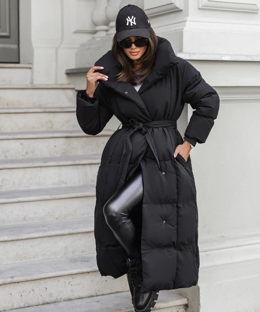 Manteau long élégant ceinturé pour femme Mellody – Mélange de laine de qualité supérieure