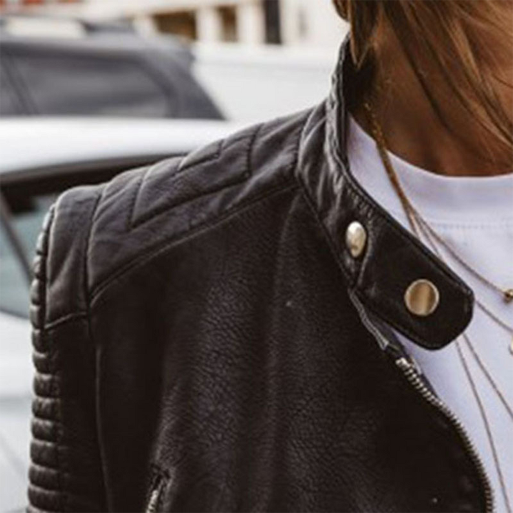 Veste en cuir élégante au design intemporel pour l'automne - Femmes