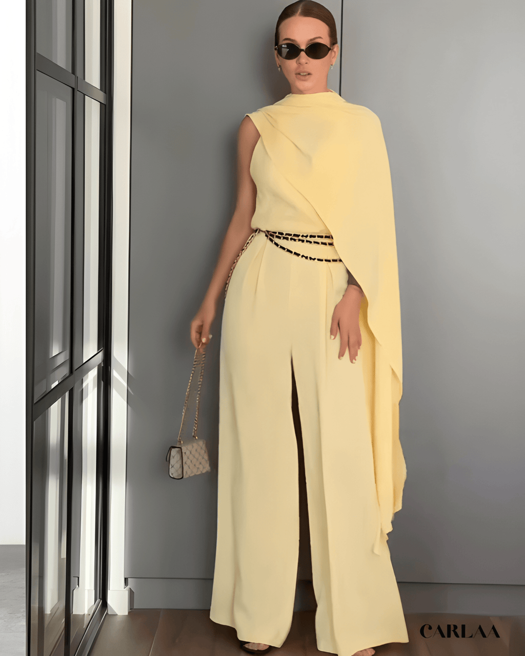 Combinaison jaune pastel mariage