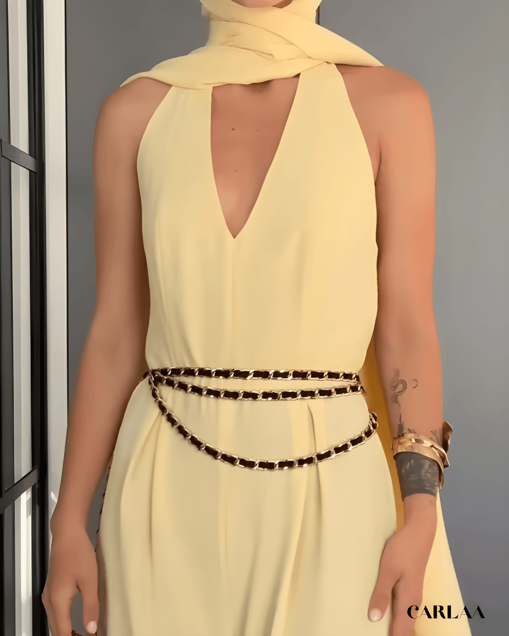 Combinaison jaune pastel mariage