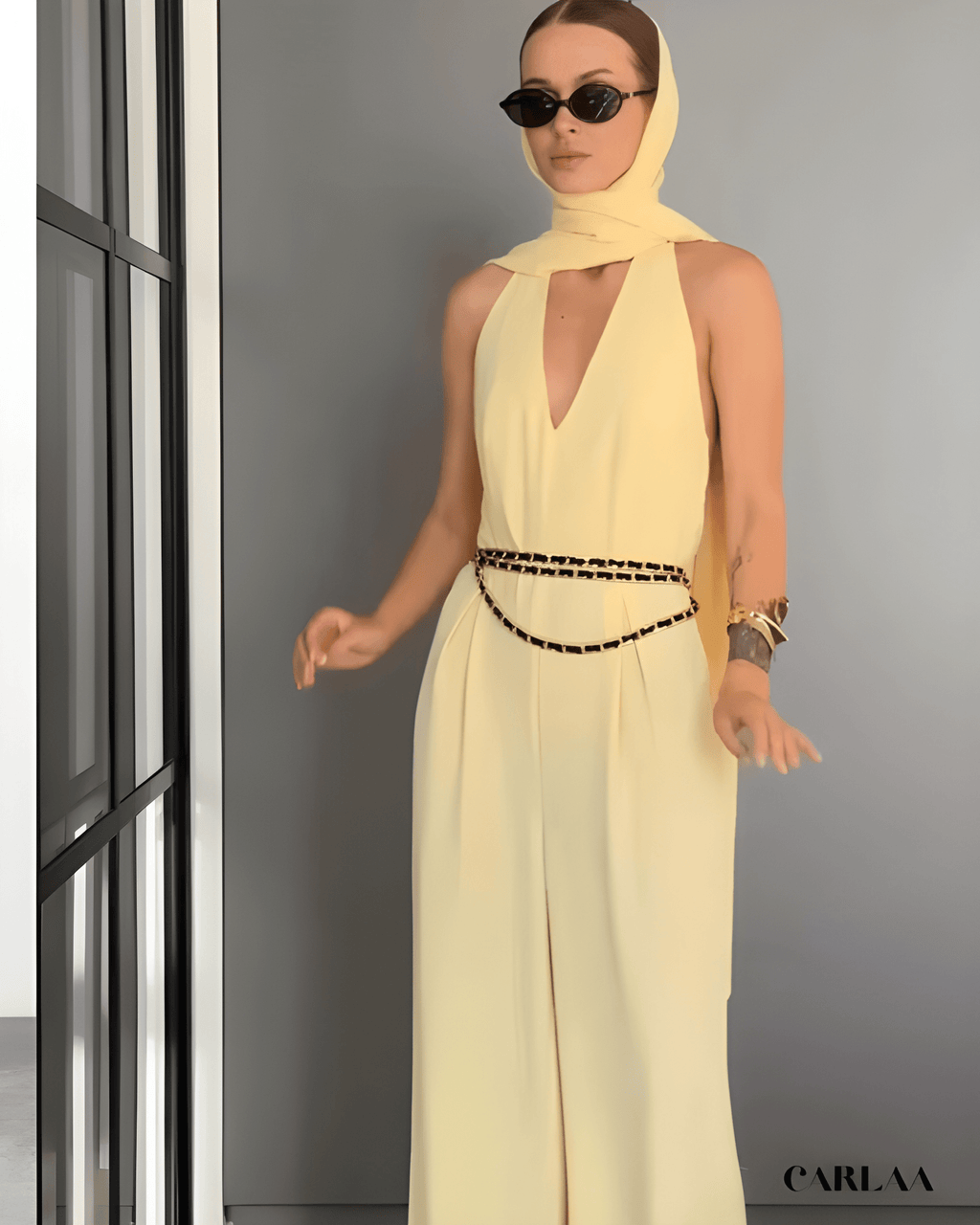 Combinaison jaune pastel mariage