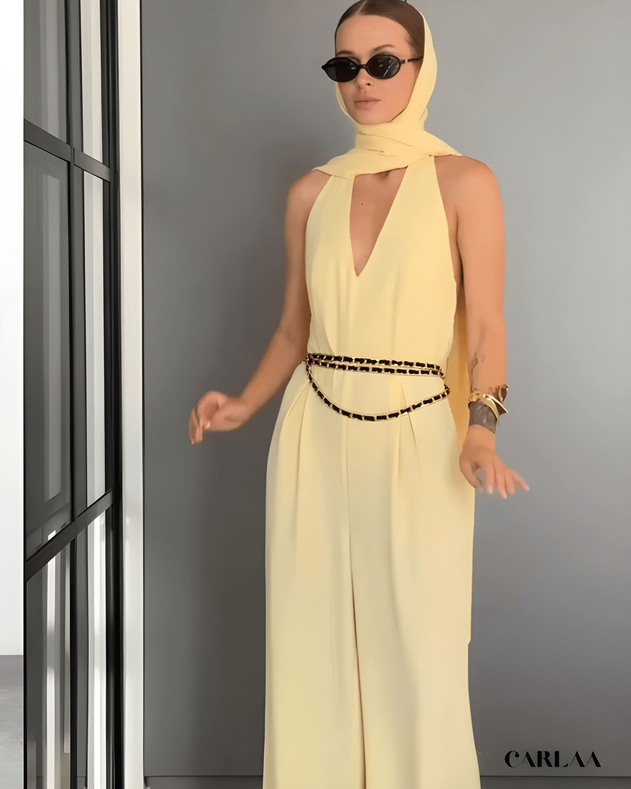 Combinaison jaune pastel mariage