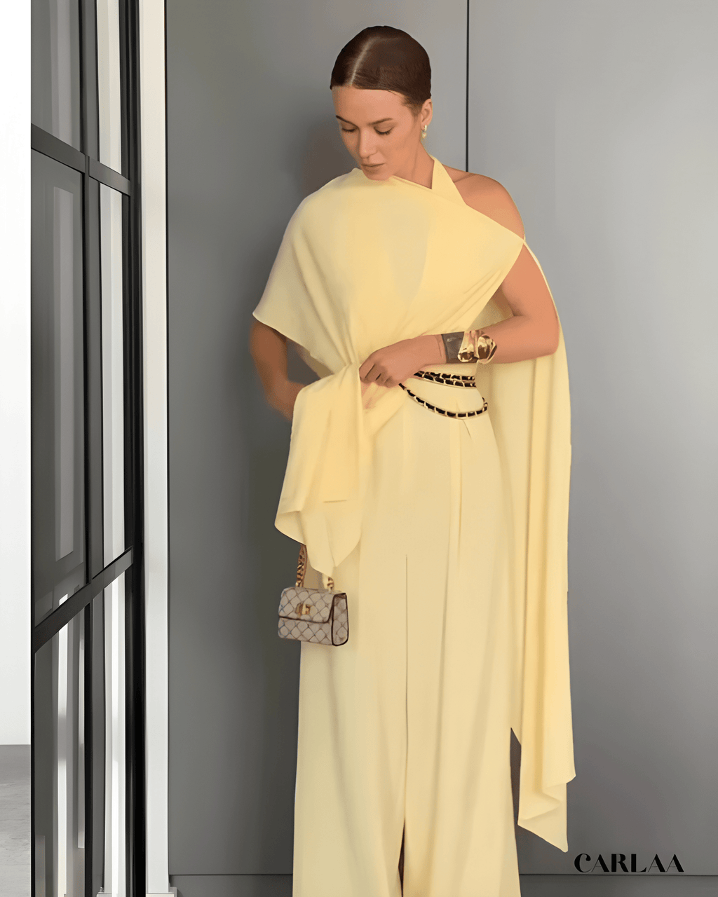 Combinaison jaune pastel mariage