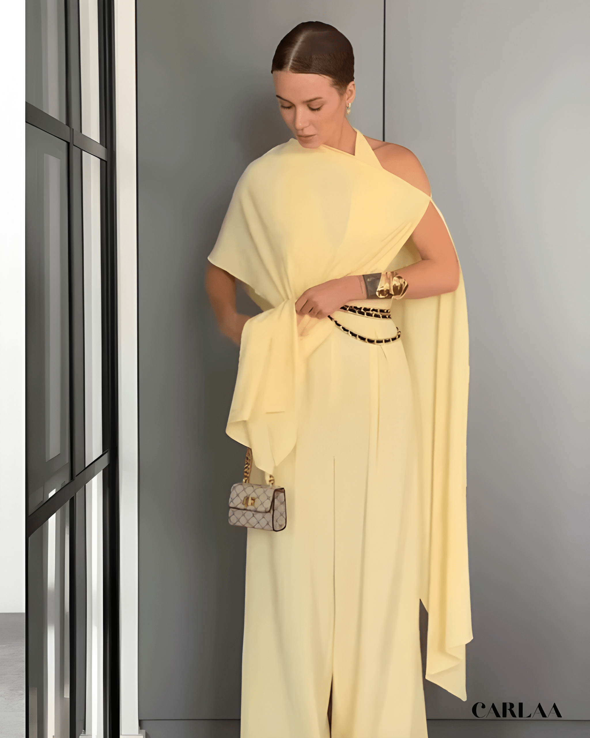 Combinaison jaune pastel mariage
