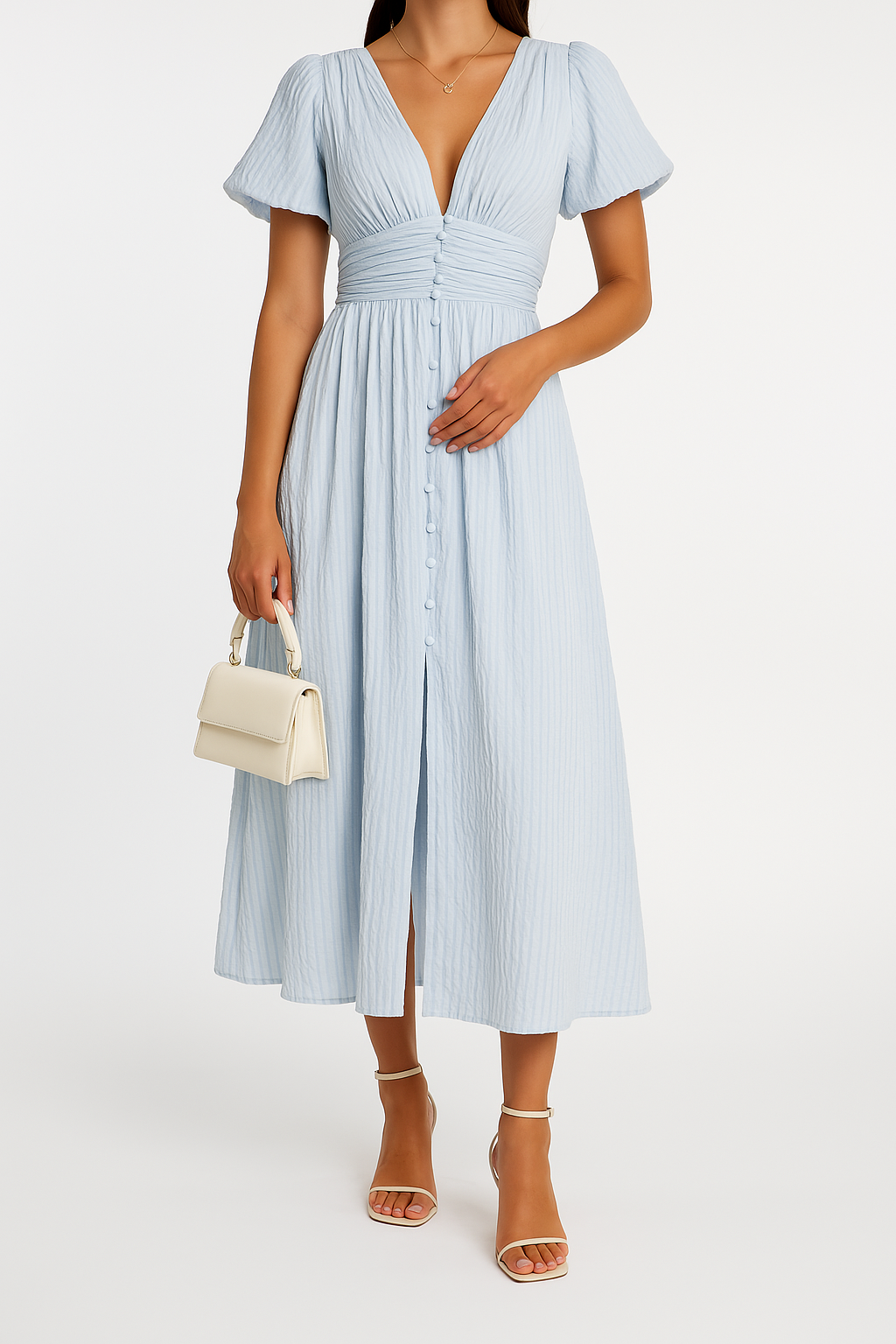 Women's Flowy Long Dress with Front Button - Autumn Edition