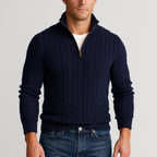 Pull de luxe pour homme à demi-zip et col montant
