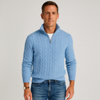 Pull de luxe pour homme à demi-zip et col montant