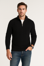 Pull de luxe pour homme à demi-zip et col montant