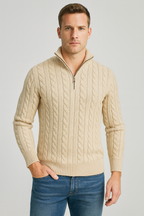 Pull de luxe pour homme à demi-zip et col montant