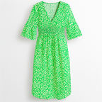 Green Floral dress with V-neckline