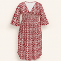 Red Floral dress with V-neckline
